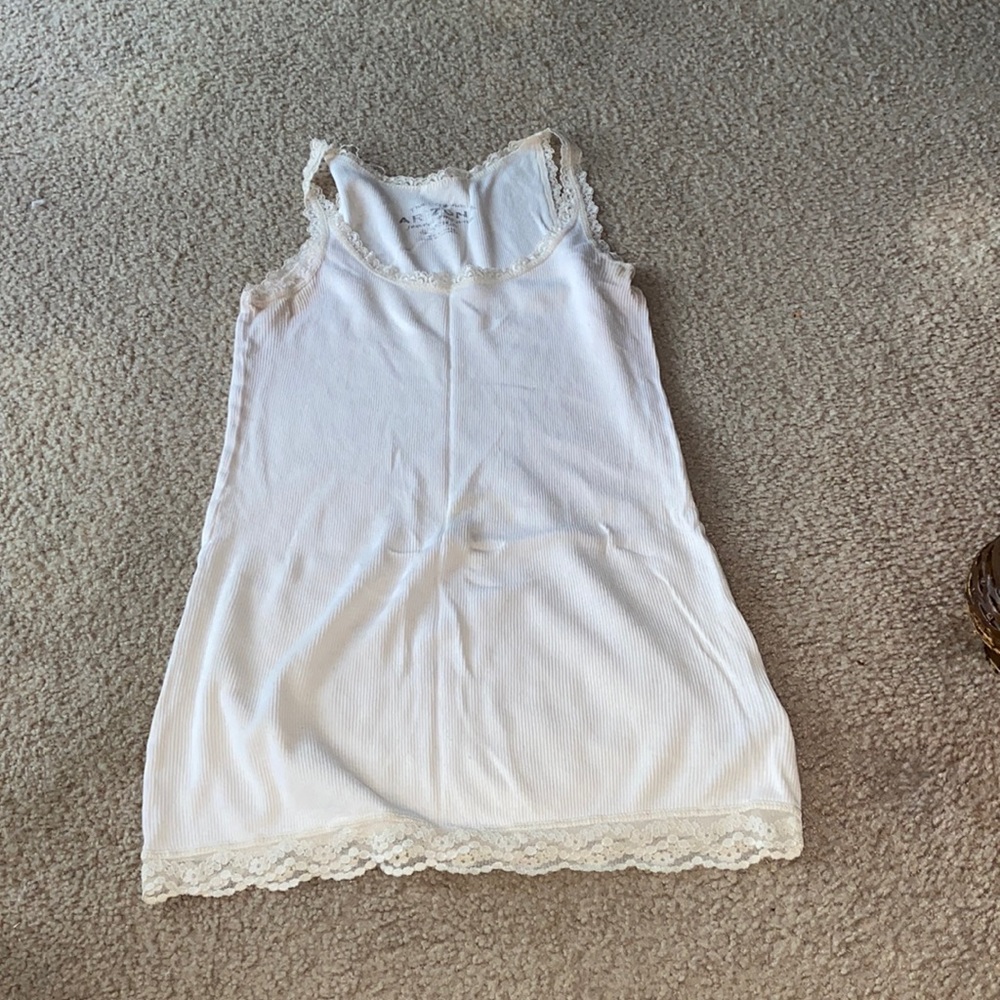 Cream/off-white tank top with lace